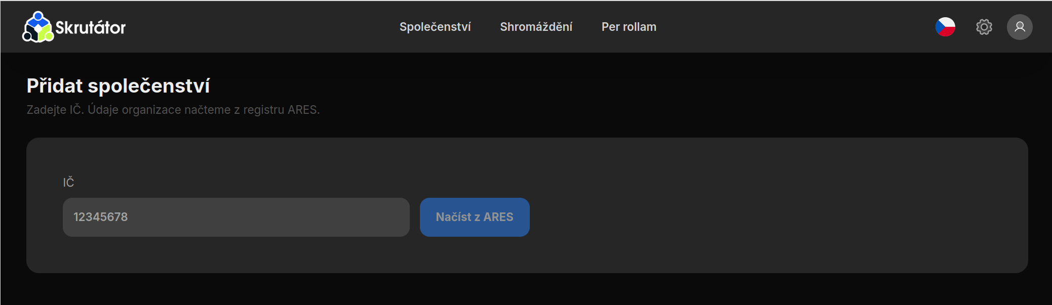Vytvoření společenství
